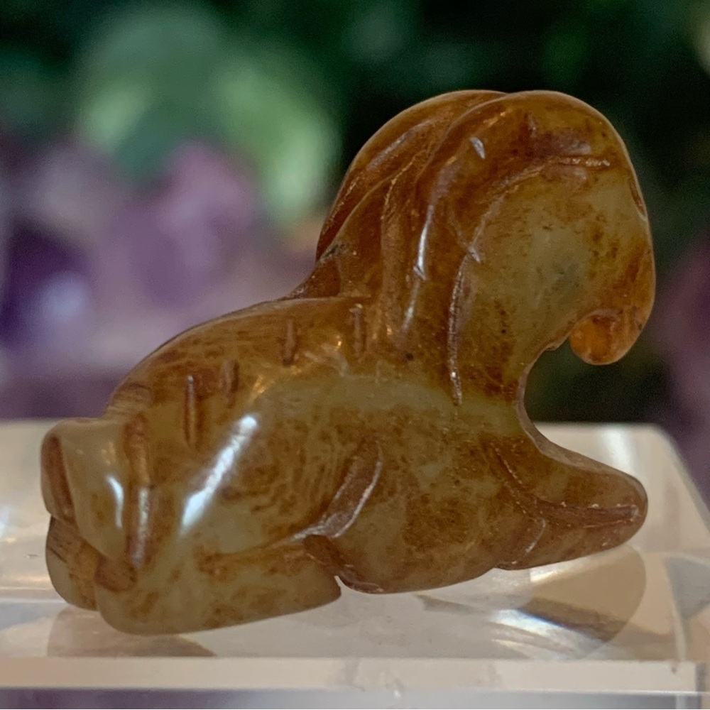 Hand Carved Jade Chinese Zodiac Ram Drilled Animal Bead Stone Figurine 20th C. - Picture 11 of 16